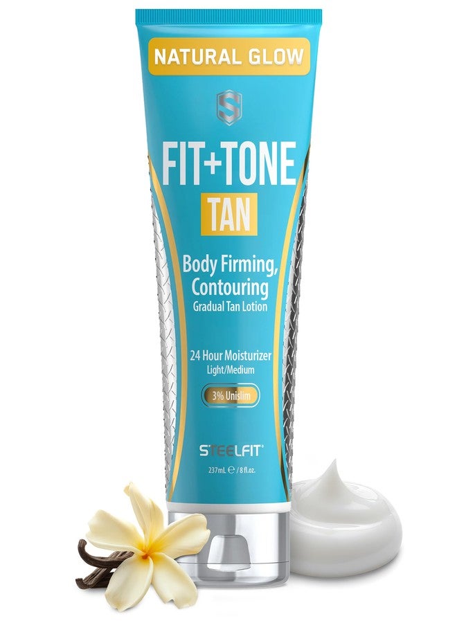 SteelFit Tone & Tan Firming Body Lotion for Men & Women - Gradual Bronzer & Moisturizing Tanning Lotion for a Natural Looking Tan - Toning & Tightening Cream with Collagen, Shea & Coconut Butter - Image 1